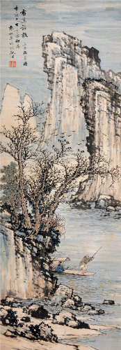 袁松年（1895～1966） 雪溪访戴图 立轴 设色纸本