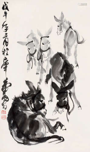 黄胄（1925～1997） 毛驴 立轴 水墨纸本