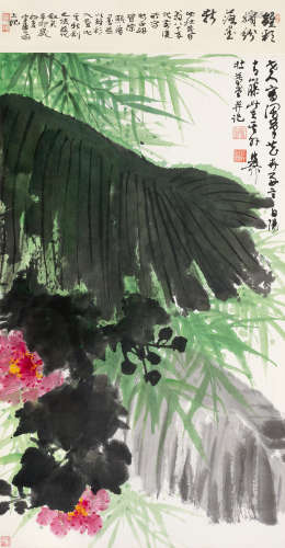 谢稚柳（1910～1997） 落墨花卉 镜片 设色纸本