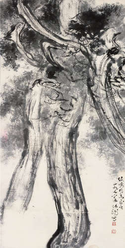黑伯龙（1915～1989） 虬松图 立轴 水墨纸本