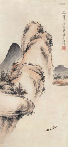 潘恭寿（1741～1794） 泛舟图 立轴 设色纸本