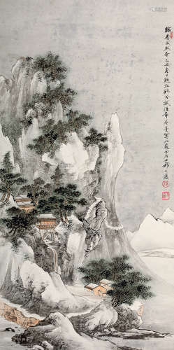祁大夔（1921～1982） 寒山精舍 立轴 设色纸本