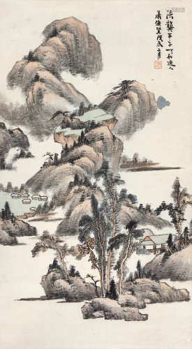 萧俊贤（1865～1949） 松风叠嶂图 立轴 设色纸本