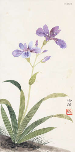 徐玥（1912～2000） 花卉 屏条 设色纸本
