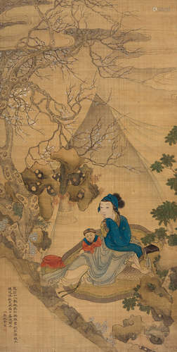 王素（1794～1877） 胡笳十八拍 立轴 设色绢本