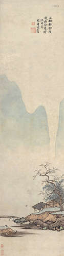 沈周（1427～1509）（款） 水屋燕来图 立轴 设色纸本