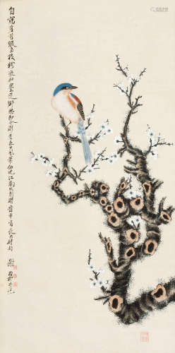 谢稚柳（1910～1997） 鸣禽图 立轴 设色纸本