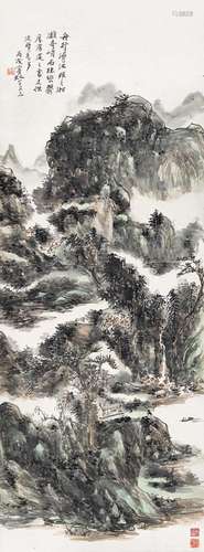 黄宾虹（1865～1955） 丙戌（1946年）作 浔江舟泛 镜心 设色纸本