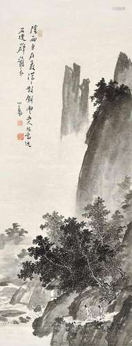 溥心畬（1896～1963） 溪山烟雨 镜心 设色纸本