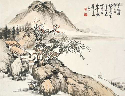 陈半丁（1876～1970） 白云依旧秋山 立轴 设色纸本