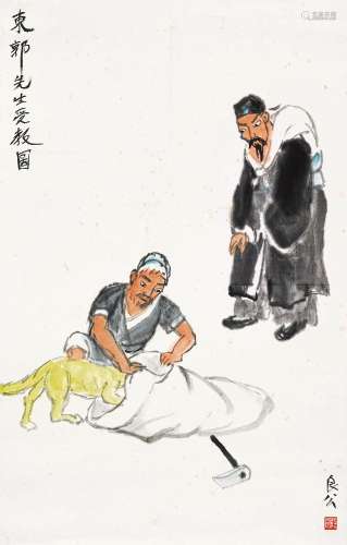 关良（1900～1986） 东郭先生受教图 立轴 设色纸本