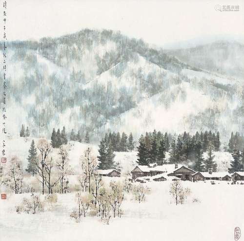 宋涤（b.1945） 甲子（1984年）作 雪霁 镜框 设色纸本