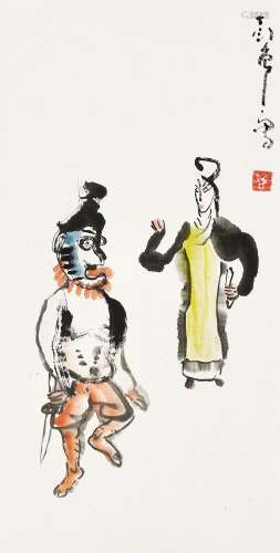 丁衍庸（1902～1978） 戏剧人物 镜心 设色纸本