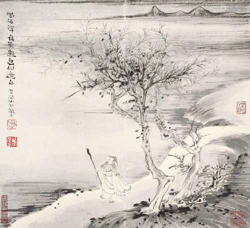 陆俨少（1909～1993） 江畔独行 镜心 水墨纸本
