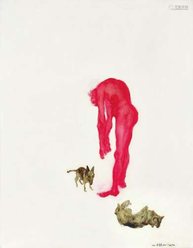 周春芽（b.1955） 2001年作 红人与黑根 布面油画