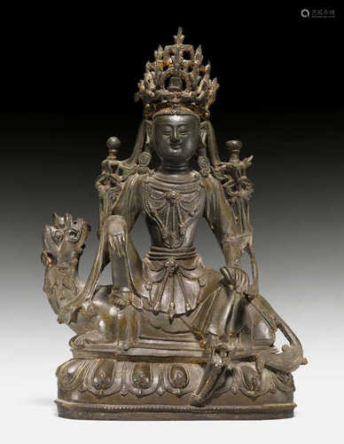 SITZENDER BODHISATTVA AUF LÖWE.