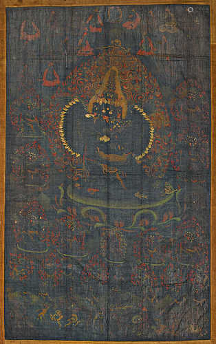 SCHWARZGRUND-THANGKA DES CHEMCHOK HERUKA.