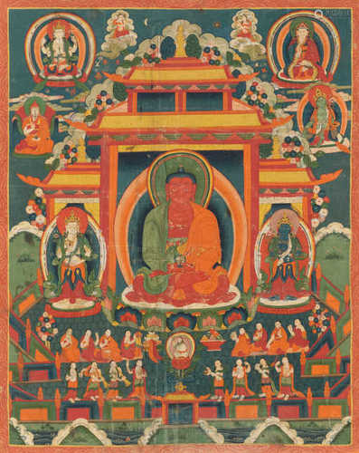 THANGKA DES WESTLICHEN PARADIESES SUKHAVATI.