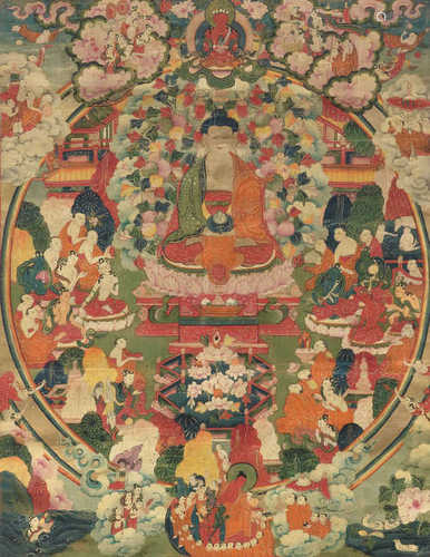 THANGKA DES WESTLICHEN PARADIESES SUKHAVATI.