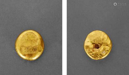 二十世纪“香港大来珠石号 保证十足金 500”半两金锭一枚