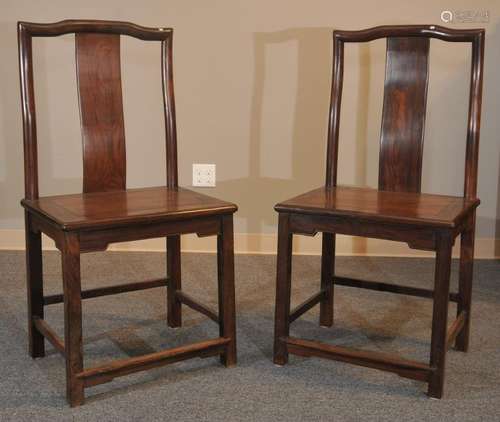 Pair of side chairs. China. 19th century. Rosewood. Seat height- 20-1/2