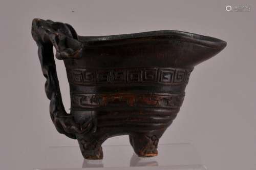 Libation Cup. China. 19th century. Bamboo. Some cracks.  4