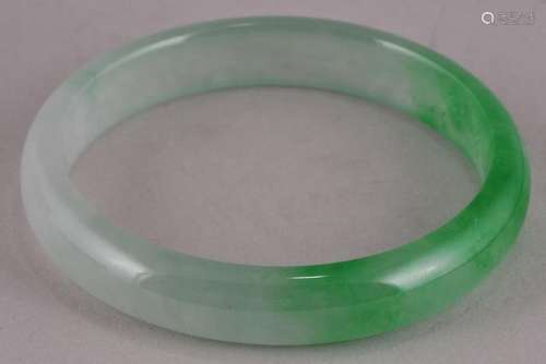 Chinese Apple Green Jadeite bangle bracelet. 2-3/4