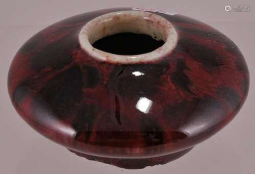 Porcelain water coupe. China. 19th century. Mottled red and purple glaze.  2-3/4