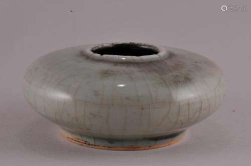 19th century Chinese Peach Bloom porcelain round shallow brush pot. 3-1/4