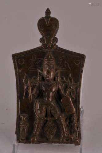 Bronze plaque. India. 18th century. Standing figure of Shiva.  8