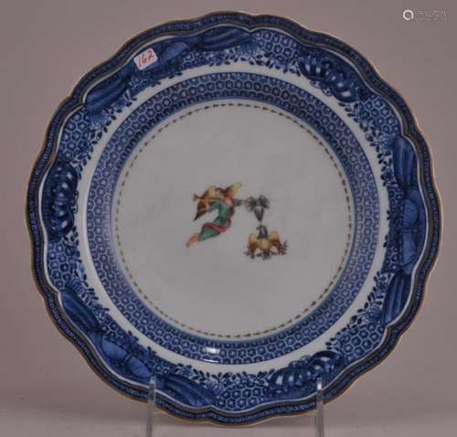 Porcelain plate. Chinese Export ware. Underglaze blue 