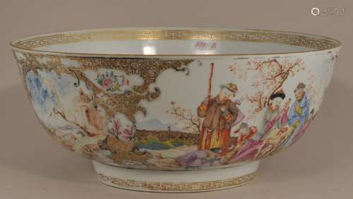 Porcelain bowl. China. Circa 1800. Export ware. Famille Rose decoration of mandarins.  11-1/4