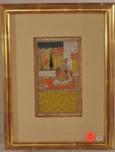 18th century. India. Deccan School miniature gilt highlight painting. 