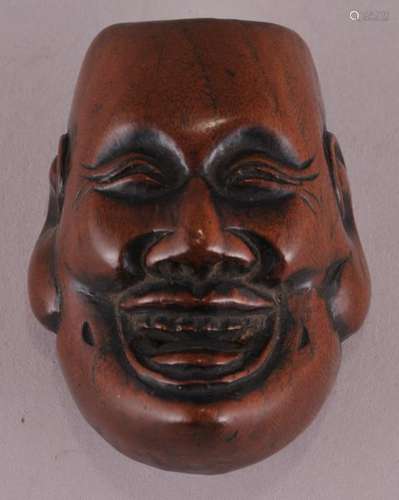 Boxwood Netsuke. Japan. 18th century. Signed Deme.    1-15/16