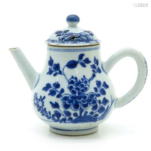 A Blue and White Decor Teapot Floral decor, 13 cm....