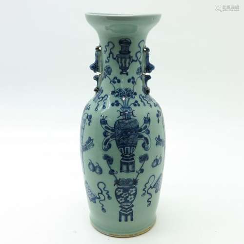 A Celadon Vase Blue decor of vases and flowers, 57...