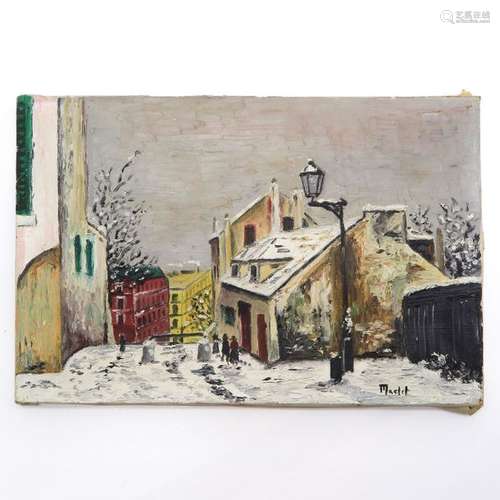 A Oil on Canvas Signed Maelet Depicting village sc...