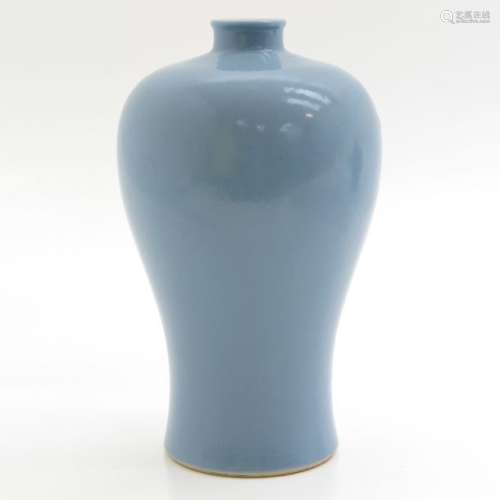 A Light Blue Monochrome Meiping Vase Marked on bot...