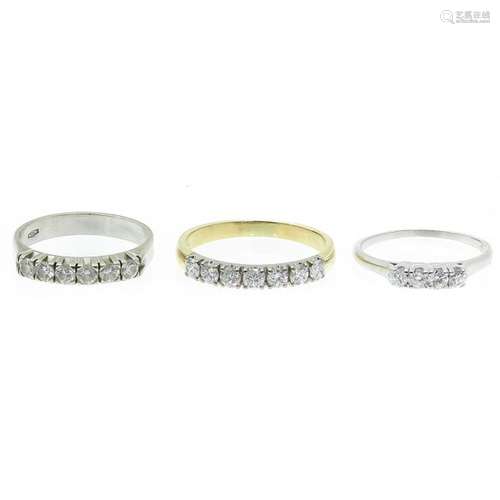 A Lot of 3 Ladies Gold Diamond Rings Lot of 3 ring...