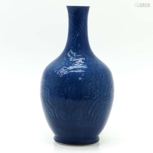 A Monochrome Blue Vase Floral and bird decor, 42 c...