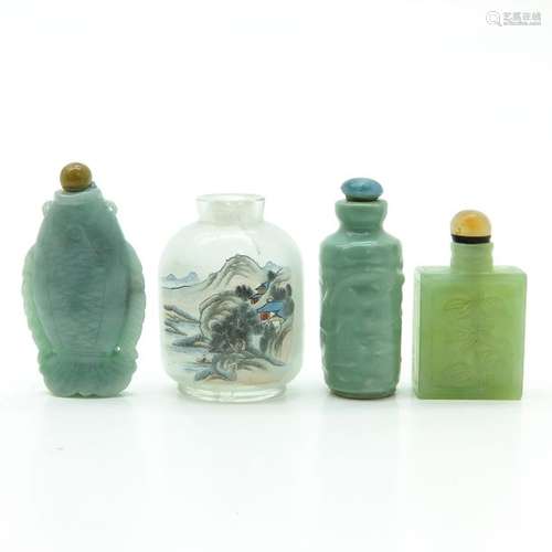 A Lot of 4 Snuff Bottles Including reverse painted...