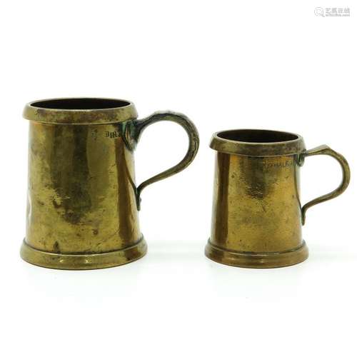 A Lot of 2 Copper English Mugs 12 cm. Tall.		A Lo...