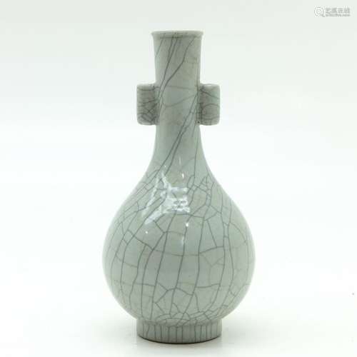 A Celadon Vase Crackleware decor, 24 cm. Tall.		A...