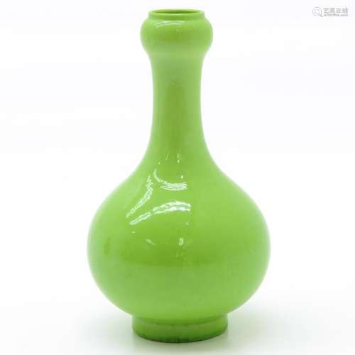 A Lime Green Glaze Vase Marked on bottom with seal...