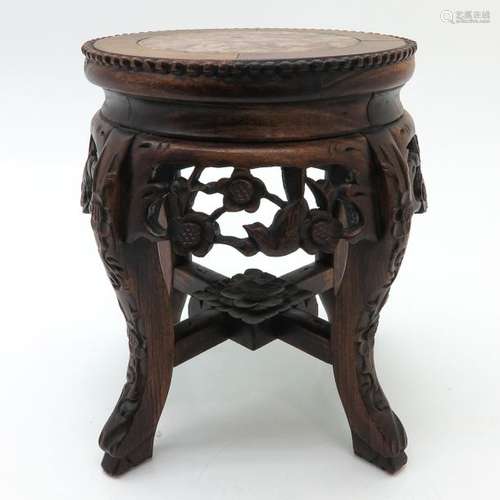 A Carved Chinese Marble Top Side Table 35 cm. Tall...