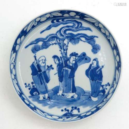 A Blue and White Plate Depicting gathering of Chin...