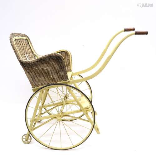 A 19th Century Children's Rickshaw Wicker and wood...