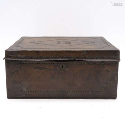 A 19th Century Leather Trunk 76 x 45 x 36 cm.		A ...