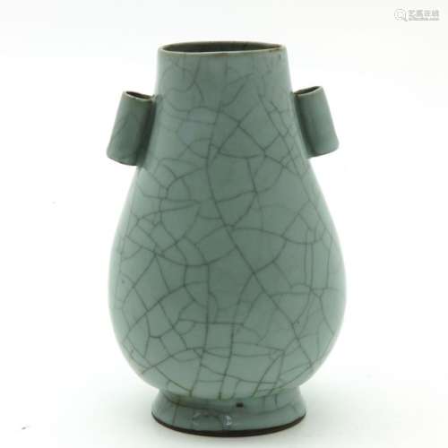 A Celadon Vase Crackleware background, 21 cm. Tall...