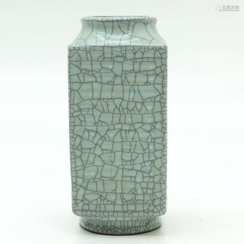 A Celadon Cong Vase Crackleware background, 24 cm....